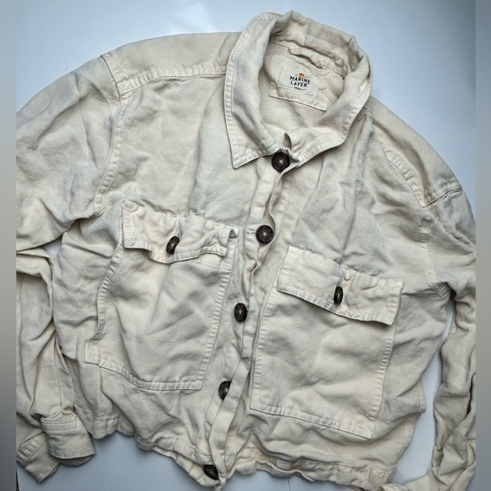 Marine Layer Holland linen blend crop jacket‎